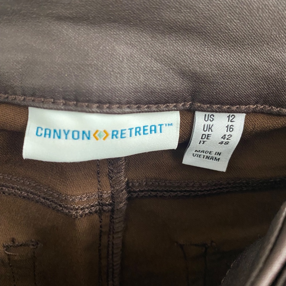 Denim & Co Canyon Retreat size 12 brown mocha pants new in bag - Picture 2 of 7